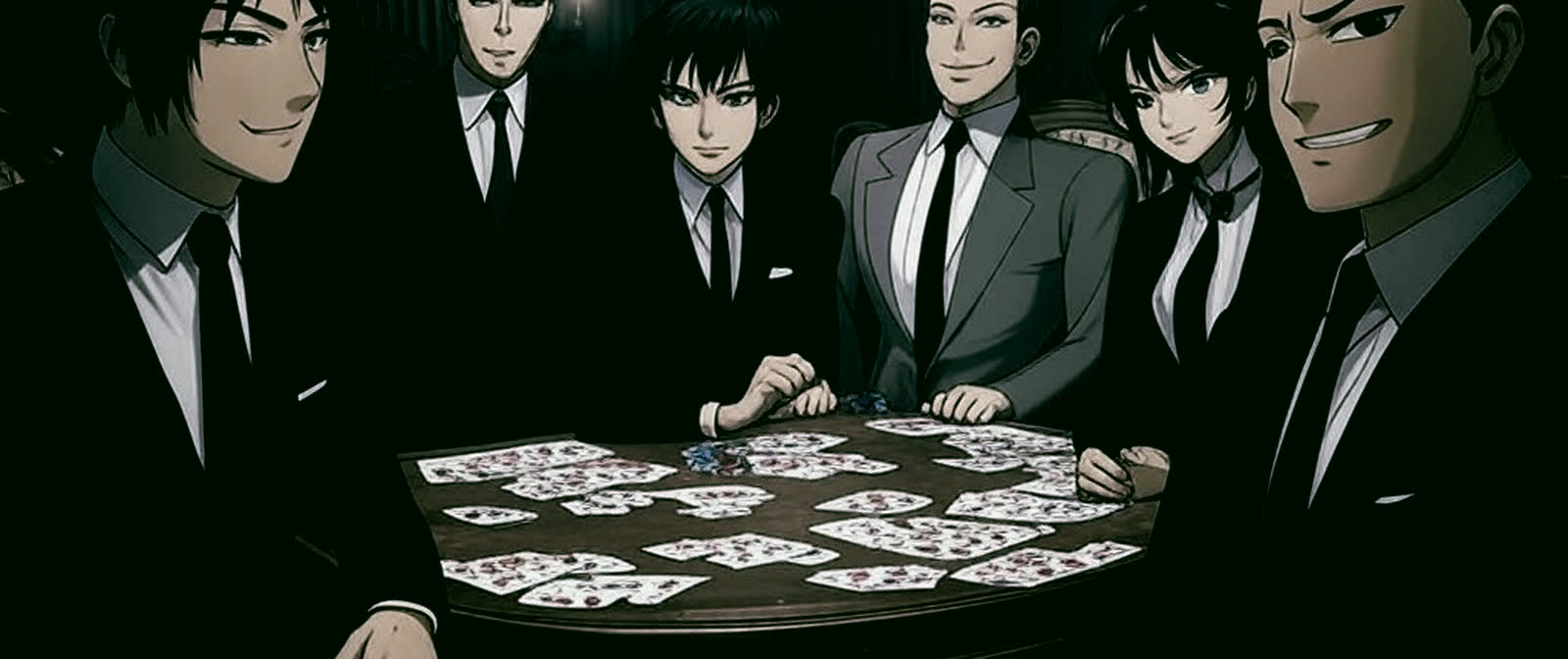 An illustration of a card table, generated with an AI image model.
